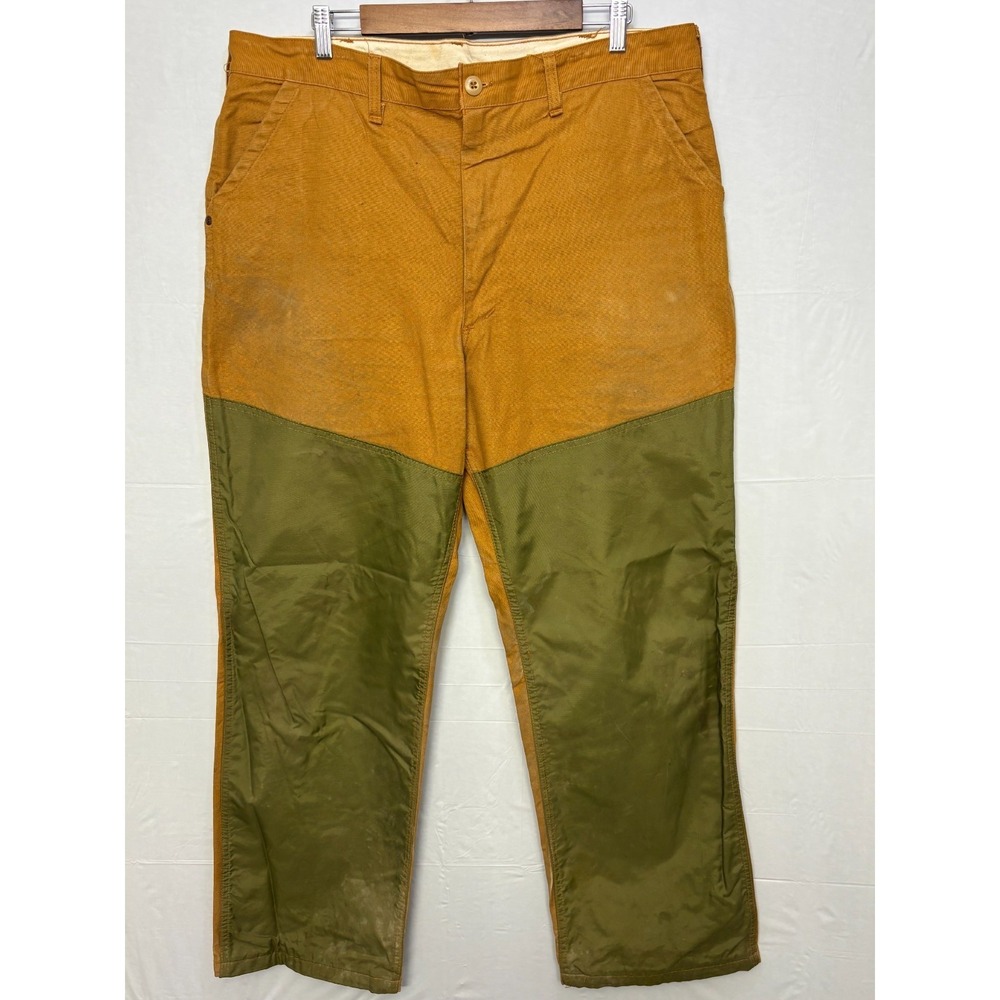 SafTbak Hunting Pants Mens‎ Duck Brown Green Flat Front Streetwear 38x31 Vintage